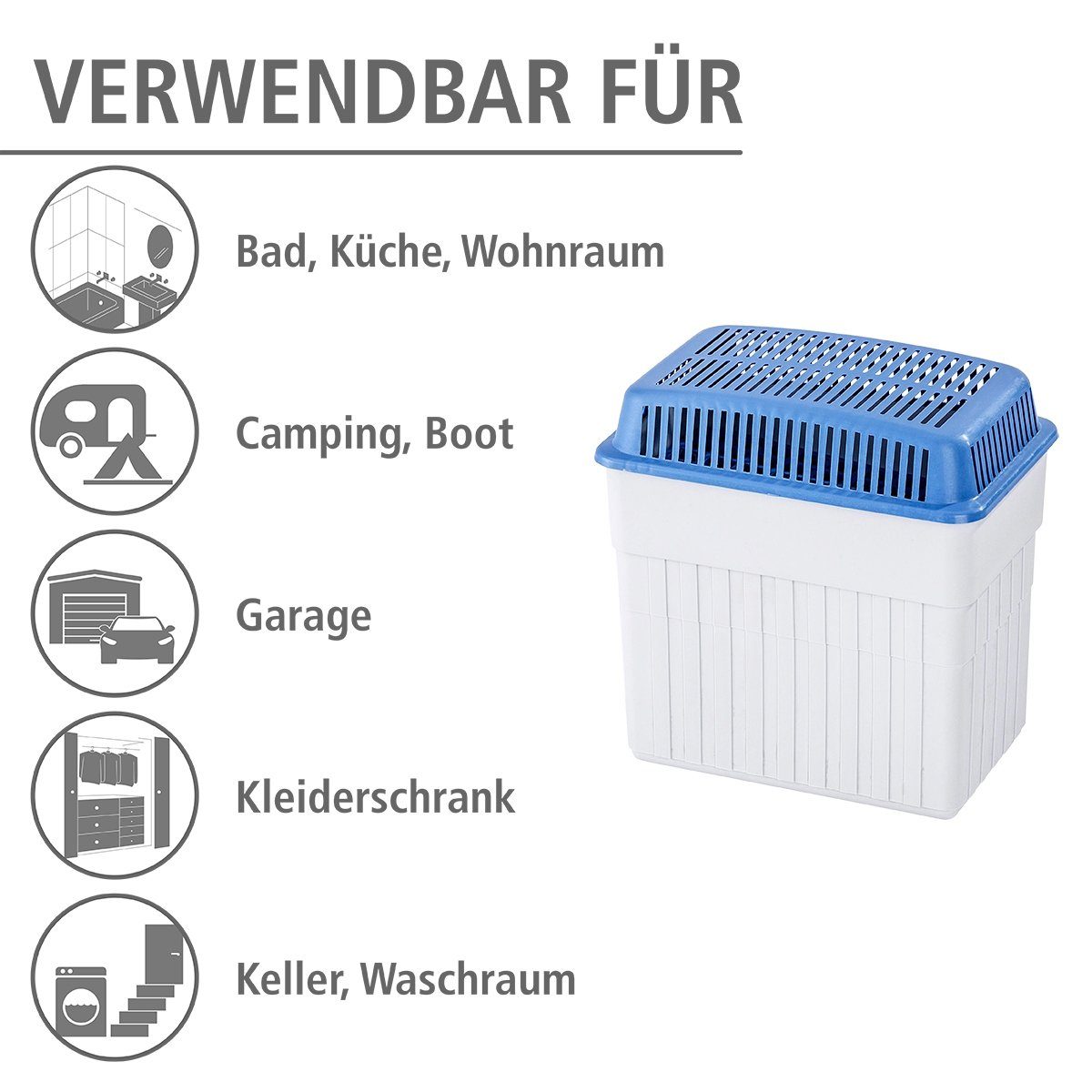 WENKO Luftentfeuchter Feuchtigkeitskiller, für 160 m³ Räume, ausreichend für 4,7 l Flüssigkeit