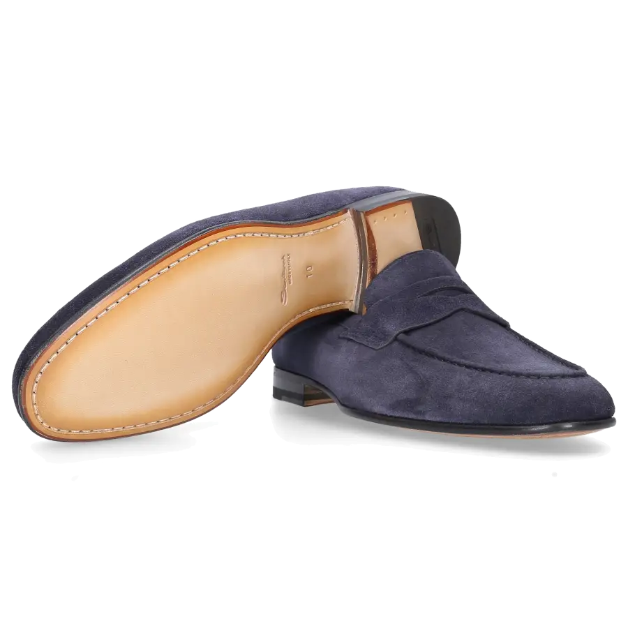 Santoni - Loafer 17511 Veloursleder - blau