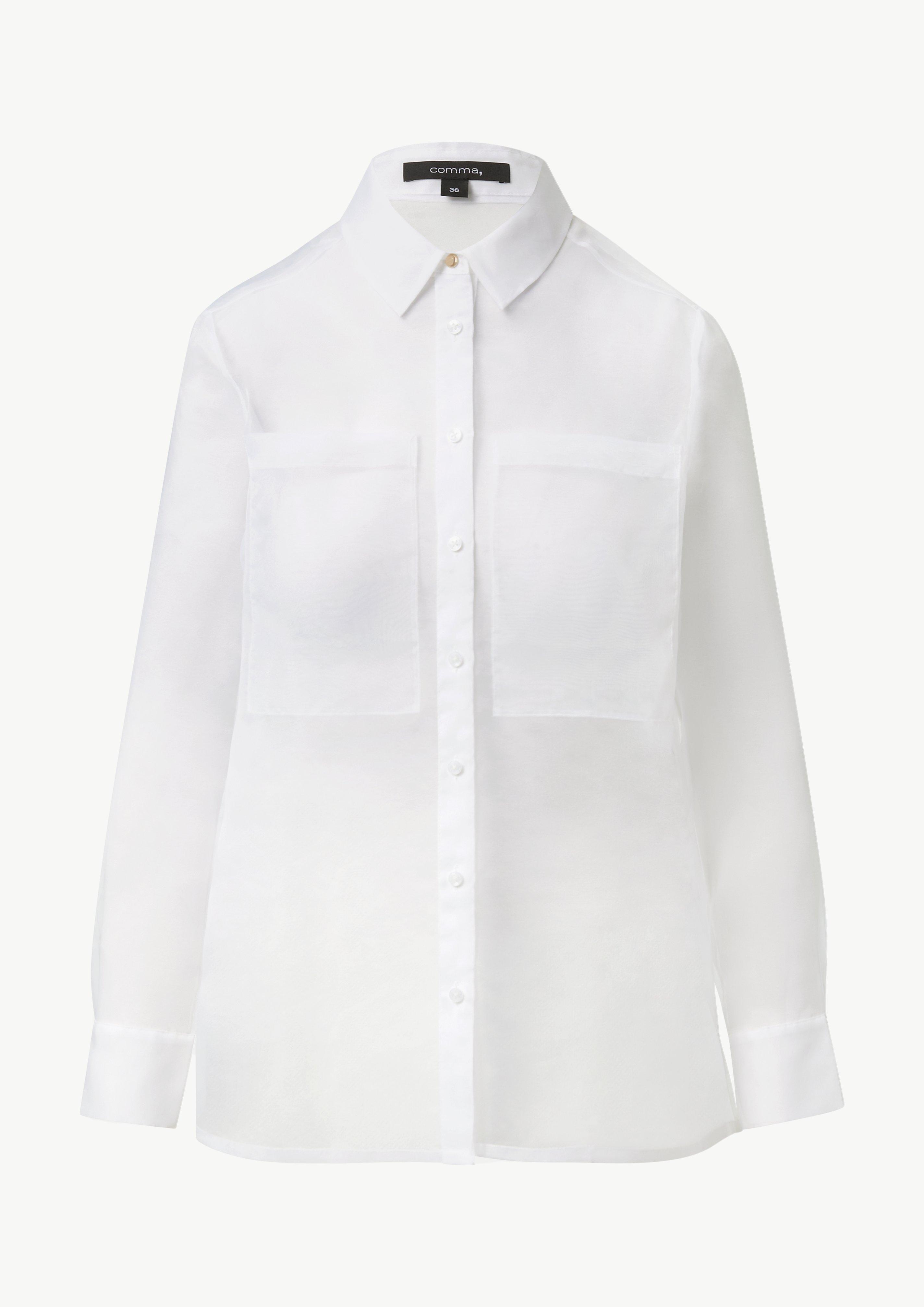 Transparente Organza-Bluse im Relaxed Fit - weiß