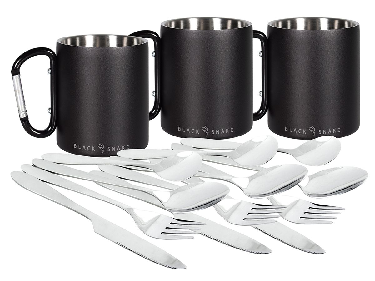 Black Snake 3-personen Set Snap Cup und Besteck