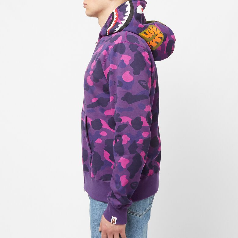 A Bathing Ape Color Camo Seperate Shark Full Zip Hoodie green x yellow