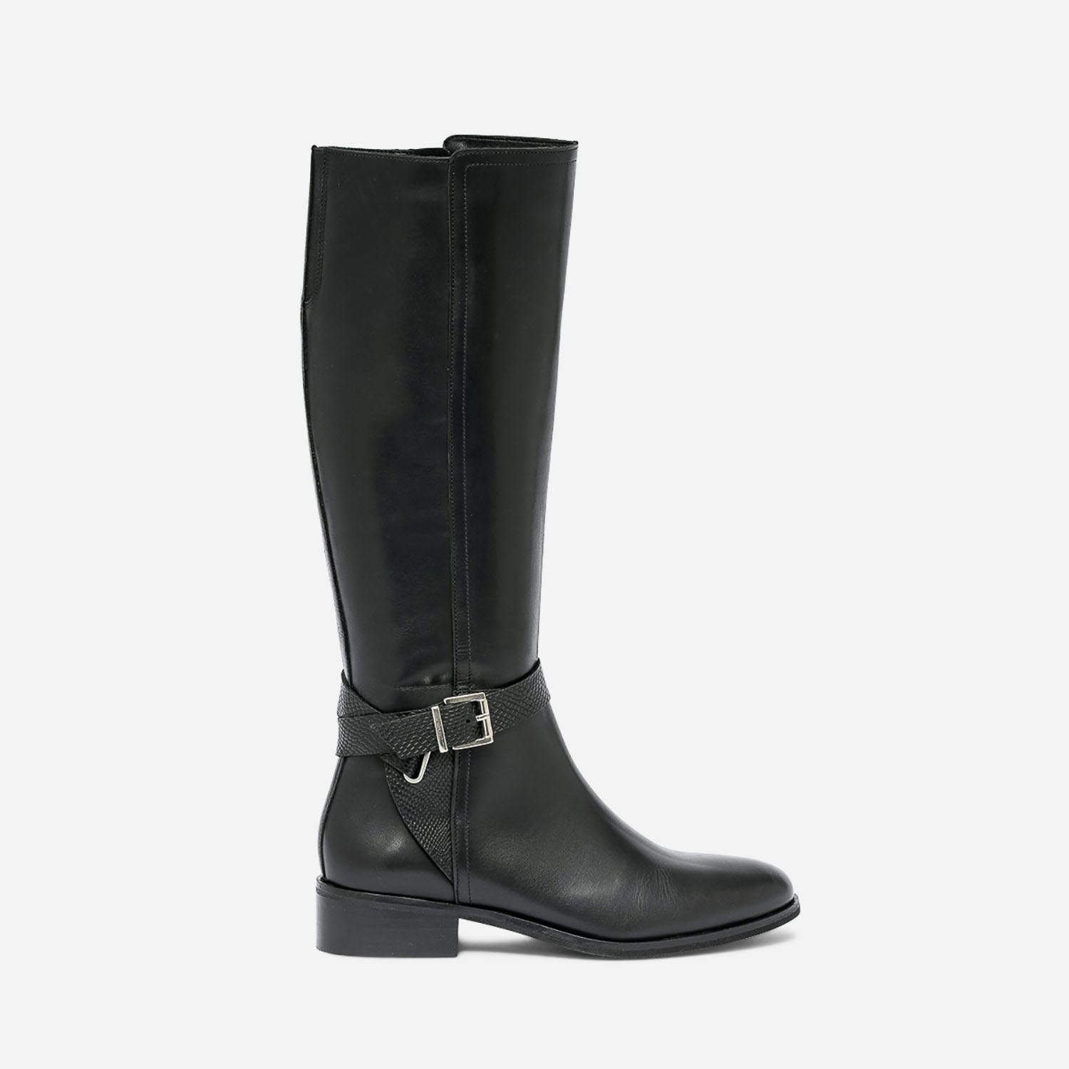 Botte noire en cuir esprit Jodhpur