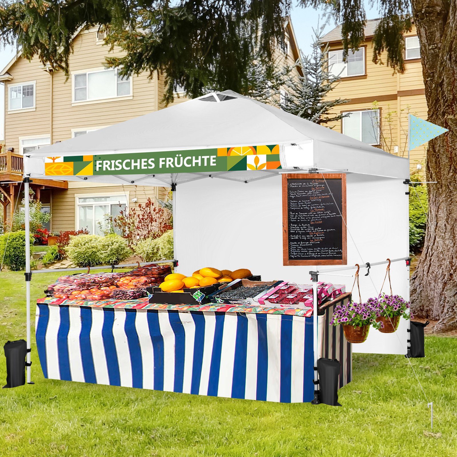COSTWAY Faltpavillon 3x3m Pop Up Pavillon, faltbar&tragbar, UV-Schutz 50+