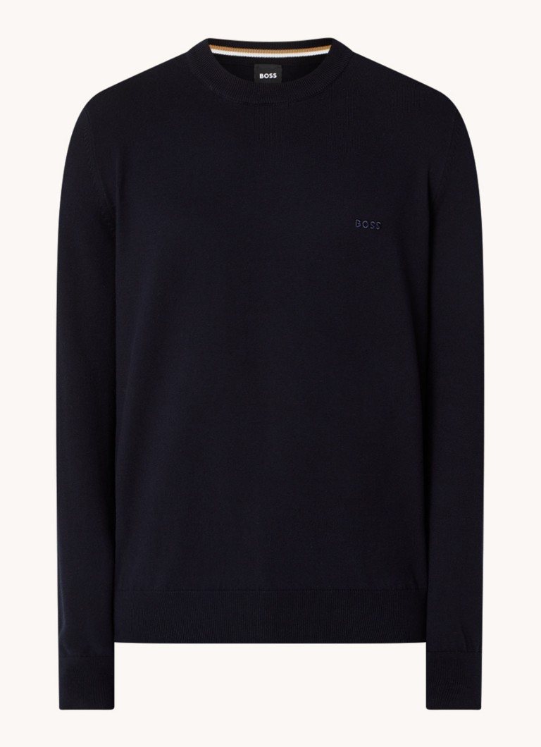 HUGO BOSS Pacas fine knit pullover with logo embroidery