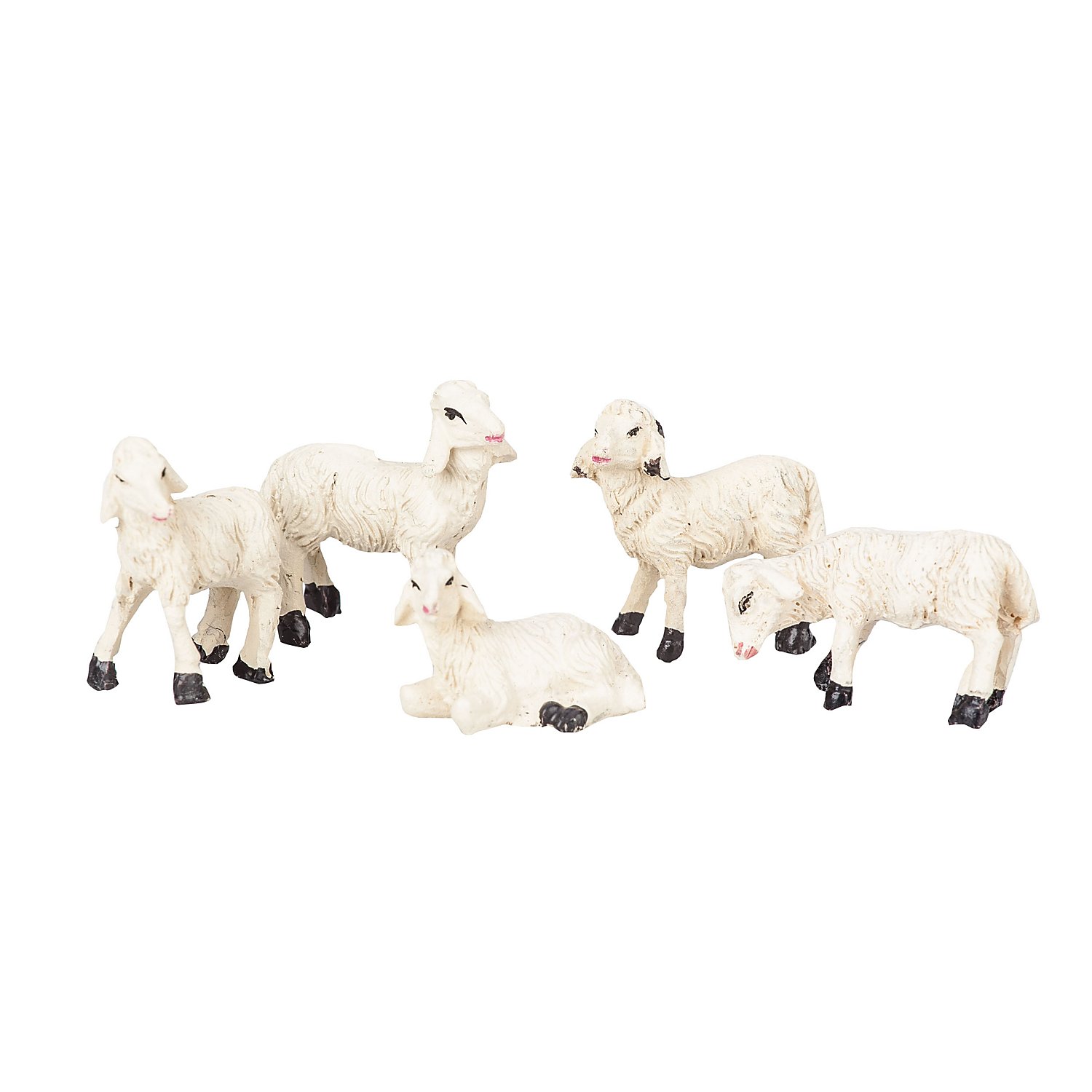 Schafe, weiß, 2,5 x 2,5 cm, 5 Stück