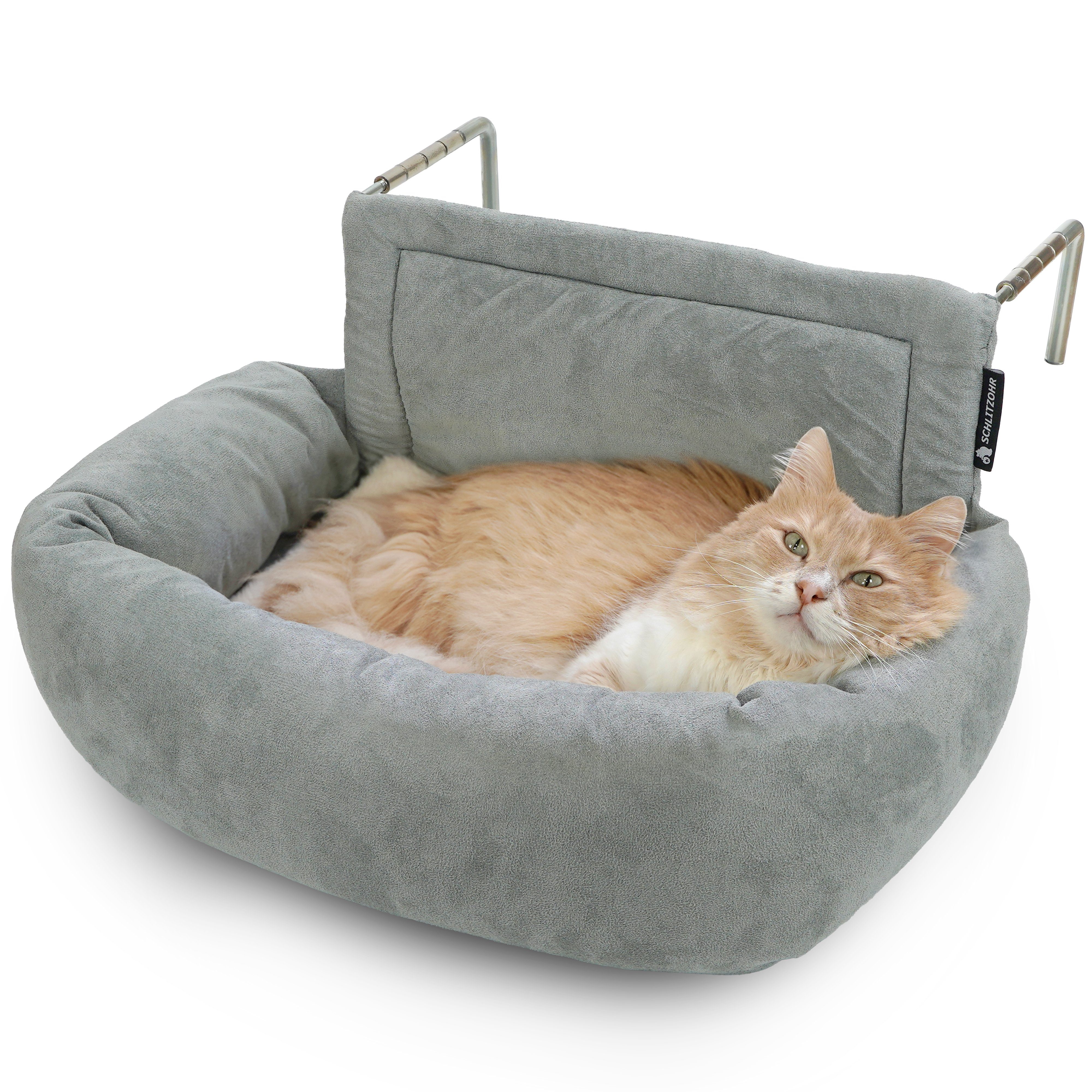 SCHLITZOHR Katzen-Hängematte Murphy, Mikrofaser, Heizungsliege, passt an ALLE Heizungen, stabil, waschbar, extra Kissen