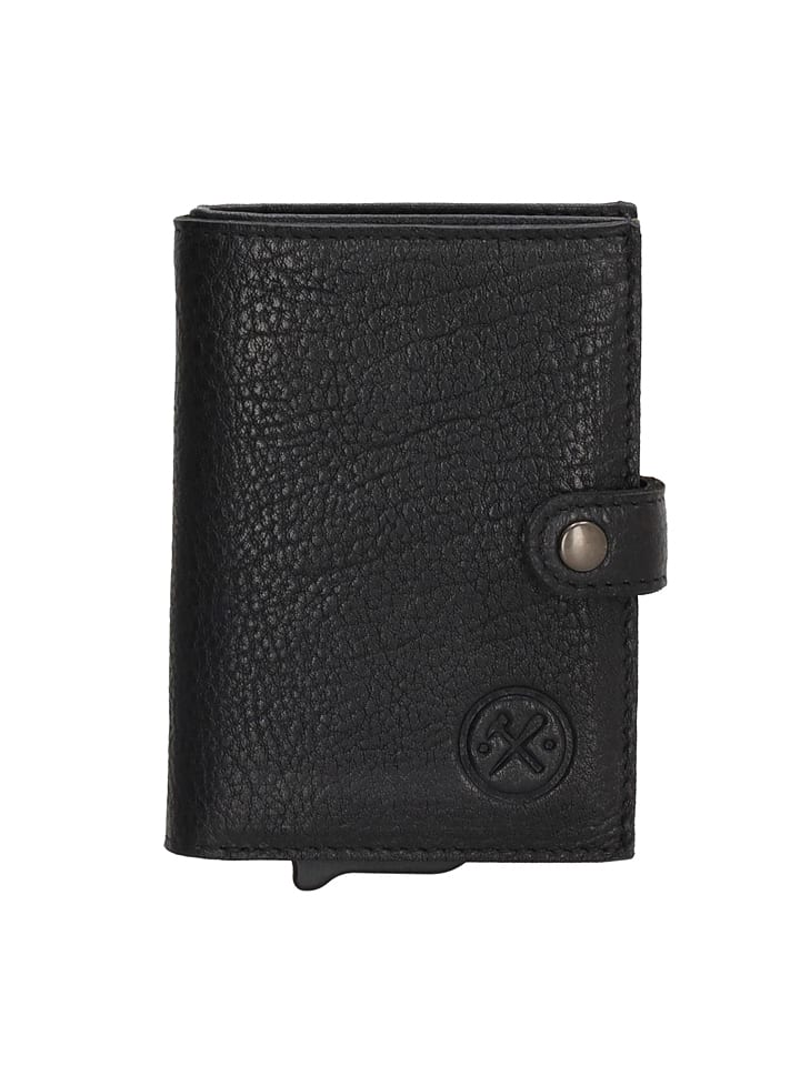 HIDE & STITCHES Leder-Geldbörse in Schwarz - (B)7,2 x (H)10 x (T)1,5 cm günstig kaufen onesize