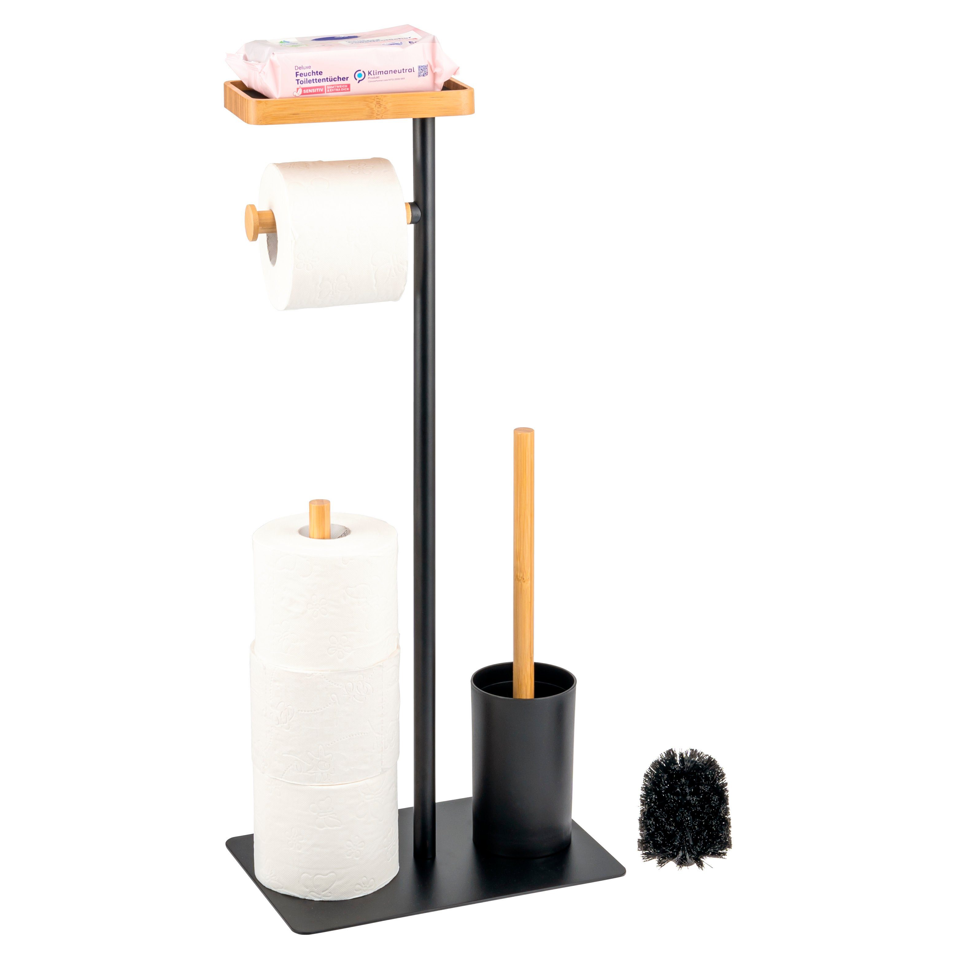 eluno WC-Garnitur 4in1, WC-Bürste, (Ersatz)Rollenhalter, Ablage, Toilette, (Set), 4in1