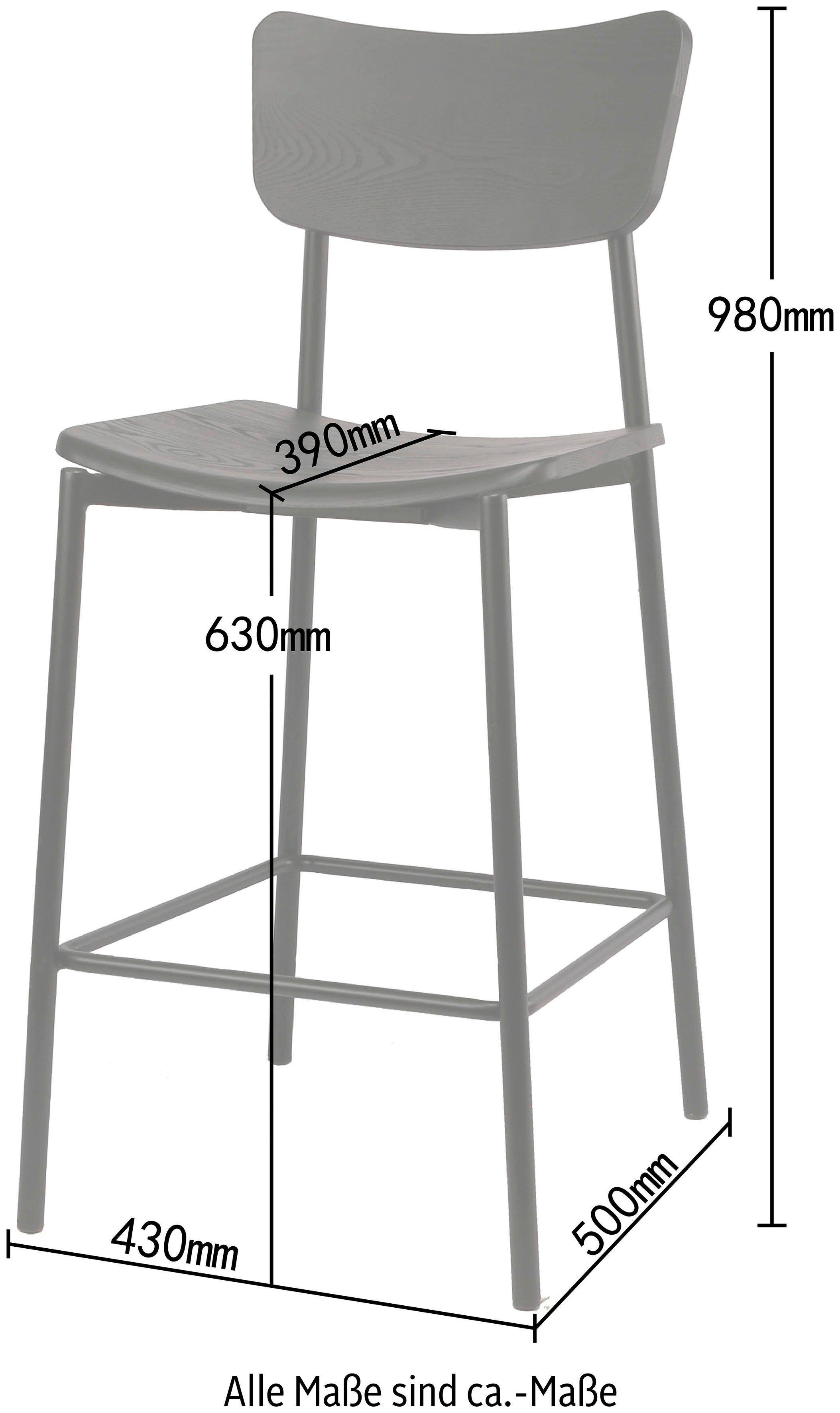 LeGer Home by Lena Gercke Bistrostuhl Meyra, in 2 Farben, Massivholz, Sitzhöhe 63 cm