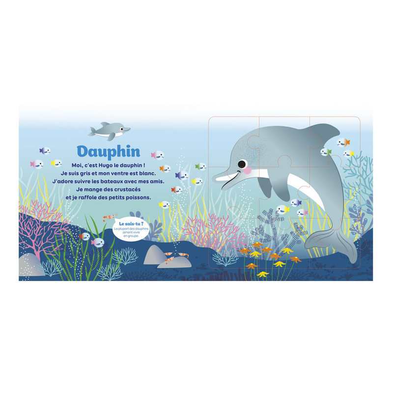 Livre Les animaux de la mer Mon livre puzzle 9 pièces - Lito