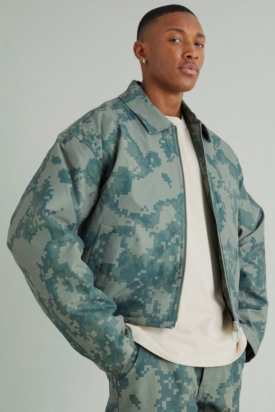 Kastige verpixelte Camouflage Harrington-Jacke