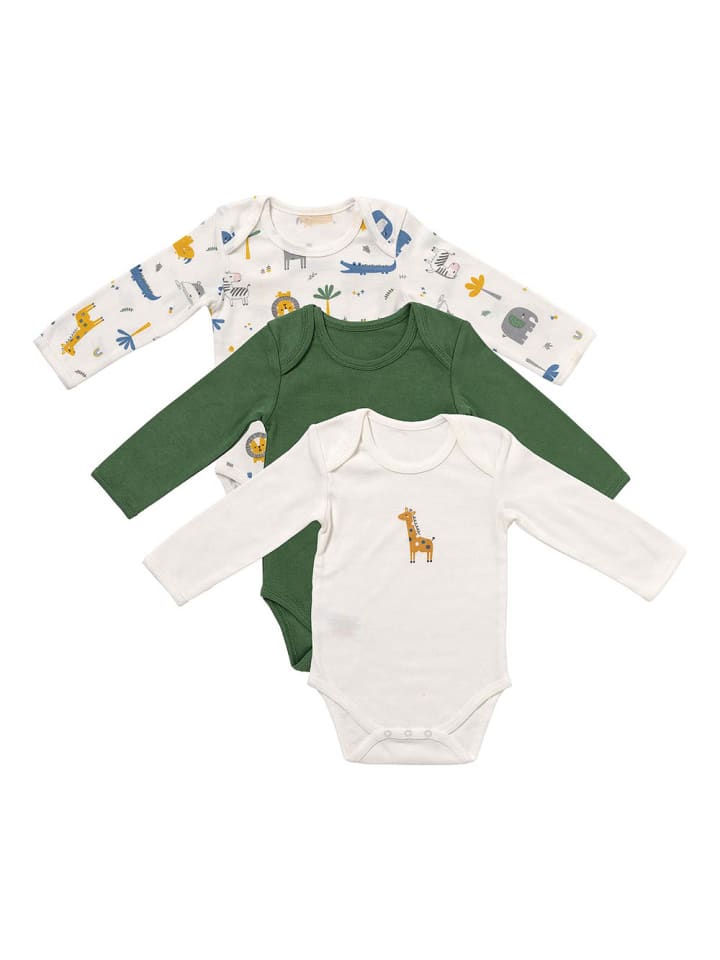 Schlummersack Bio Baby-Bodys langarm 3er-Pack in Dunkelgrün günstig kaufen