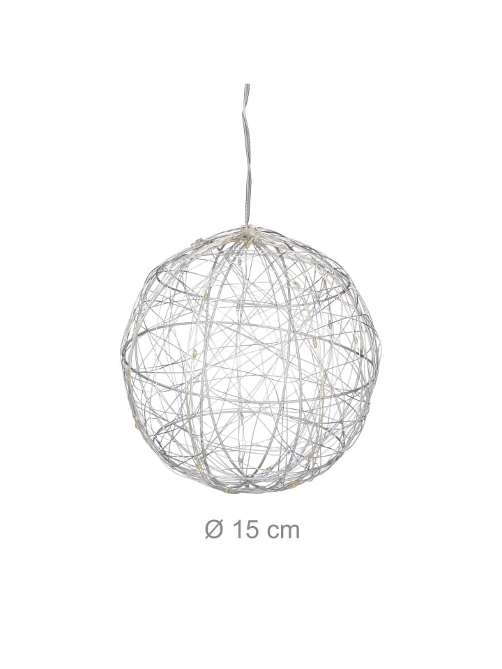 relaxdays LED Dekokugel in Silber - Ø 15 cm günstig kaufen onesize