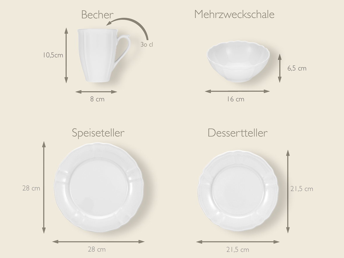 CreaTable Flora weiss Kombi 16-tlg