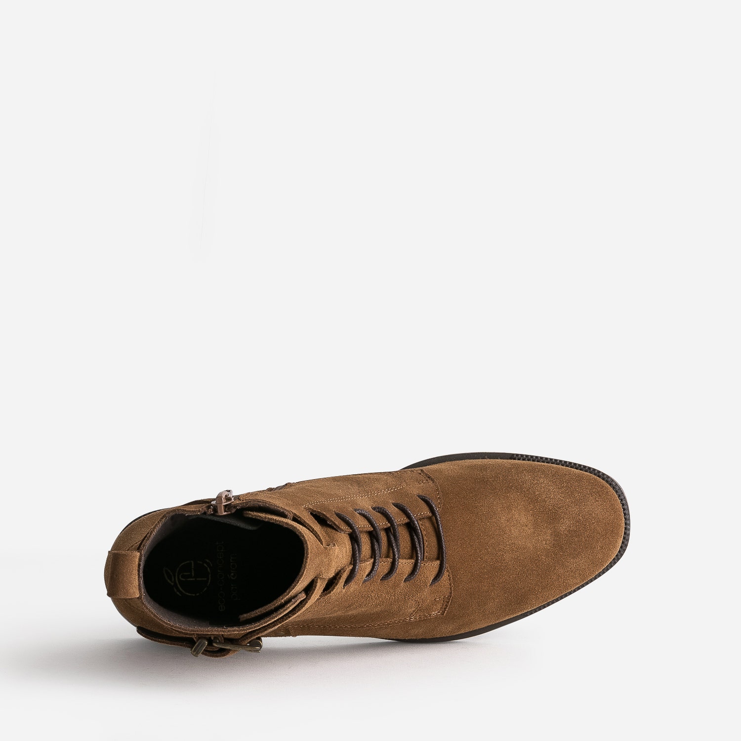 Bottines camel éco-conçue en cuir velours