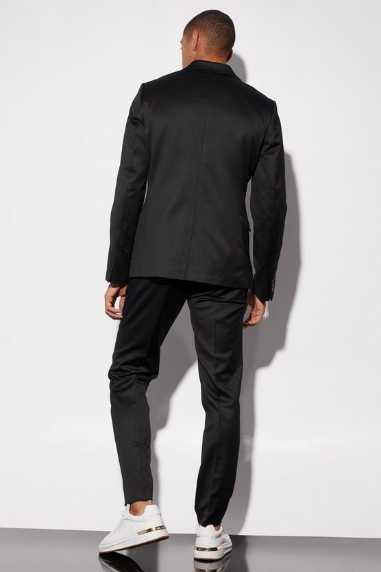 Zweireihige Slim-Fit Satin-Anzugjacke