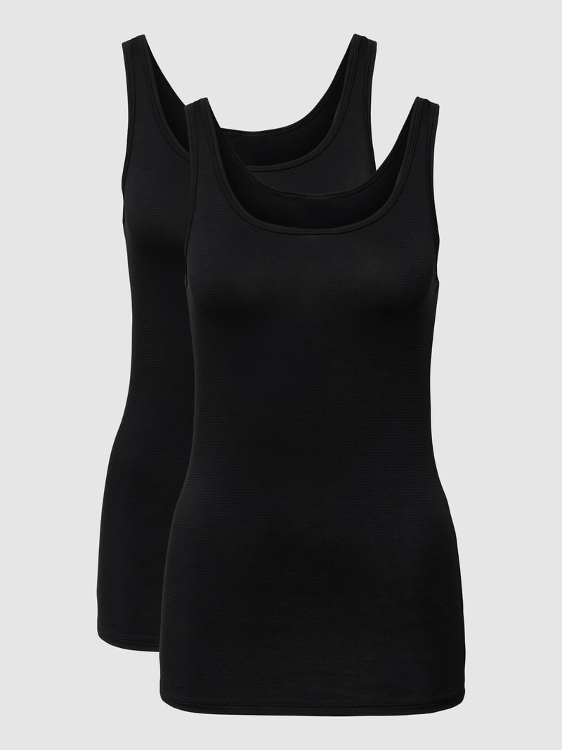 Tanktop mit Strukturmuster im 2er-Pack in schwarz