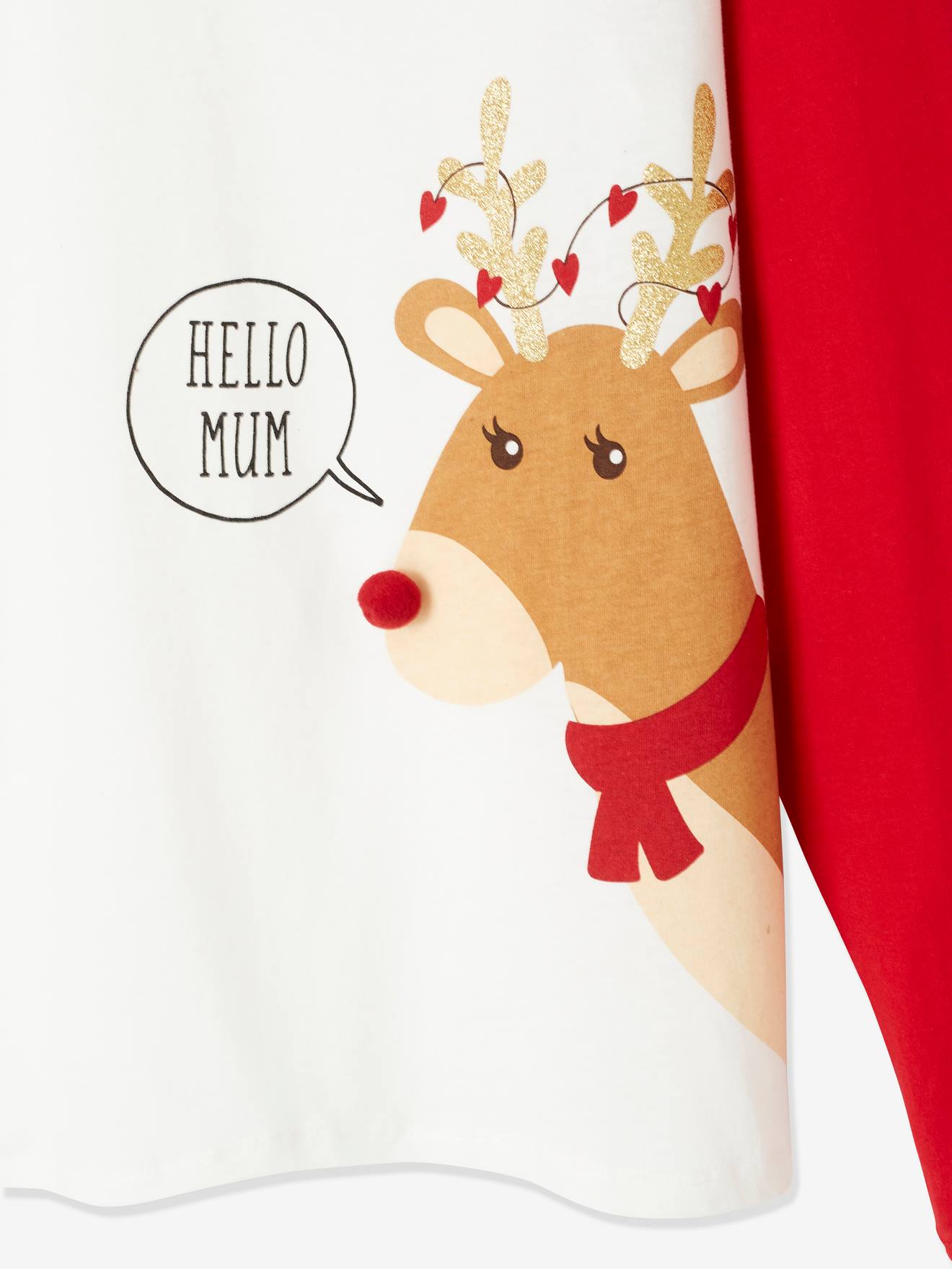 Pyjama Noël femme / Pyjama famille beige avec anim et bas à carre