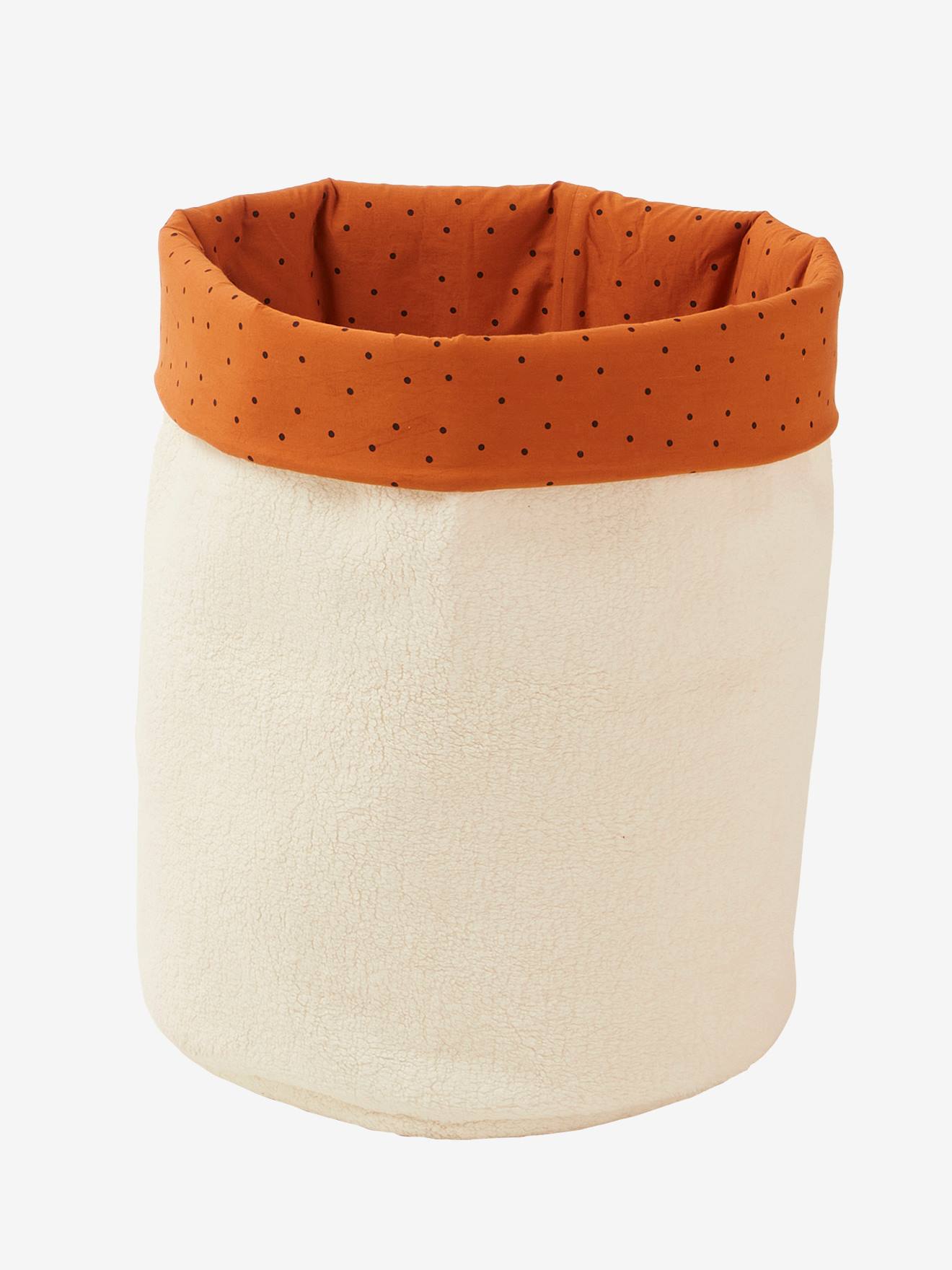 Panier XL réversible fausse fourrure bouclette blanc/caramel imprimé