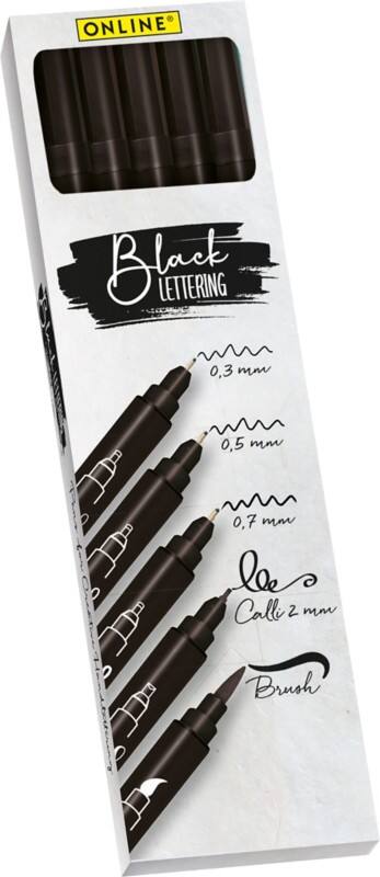 Online Fineliner, Pinselstifte Schwarze Beschriftung 19114 Schwarz