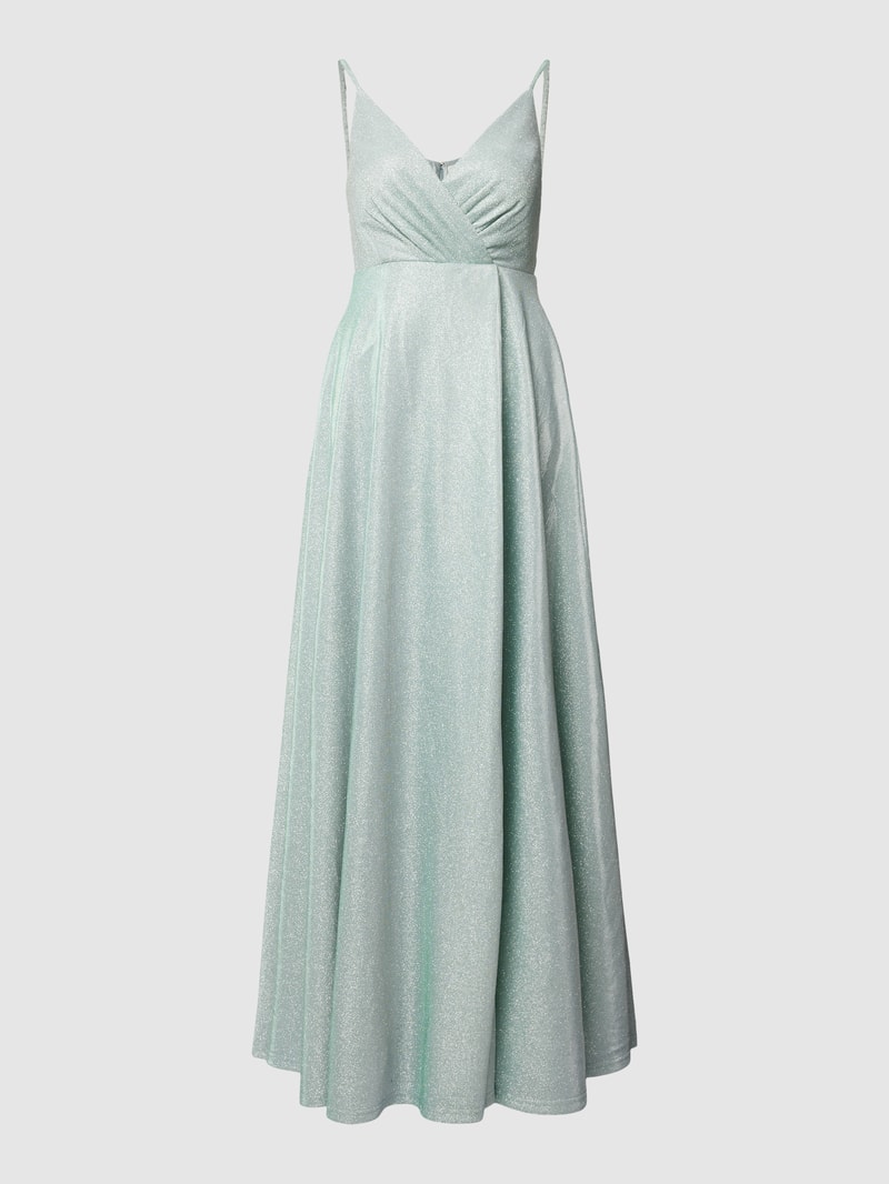 Abendkleid mit Glitzermesh in schilf