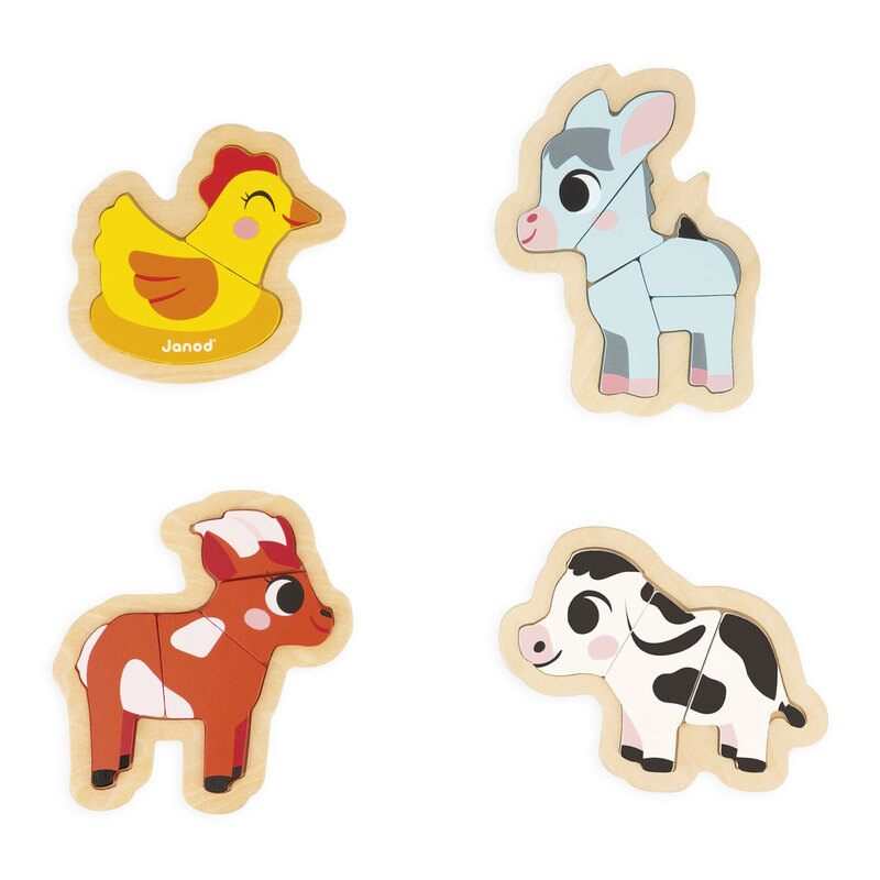 4 Puzzles évolutifs animaux de la ferme Janod
