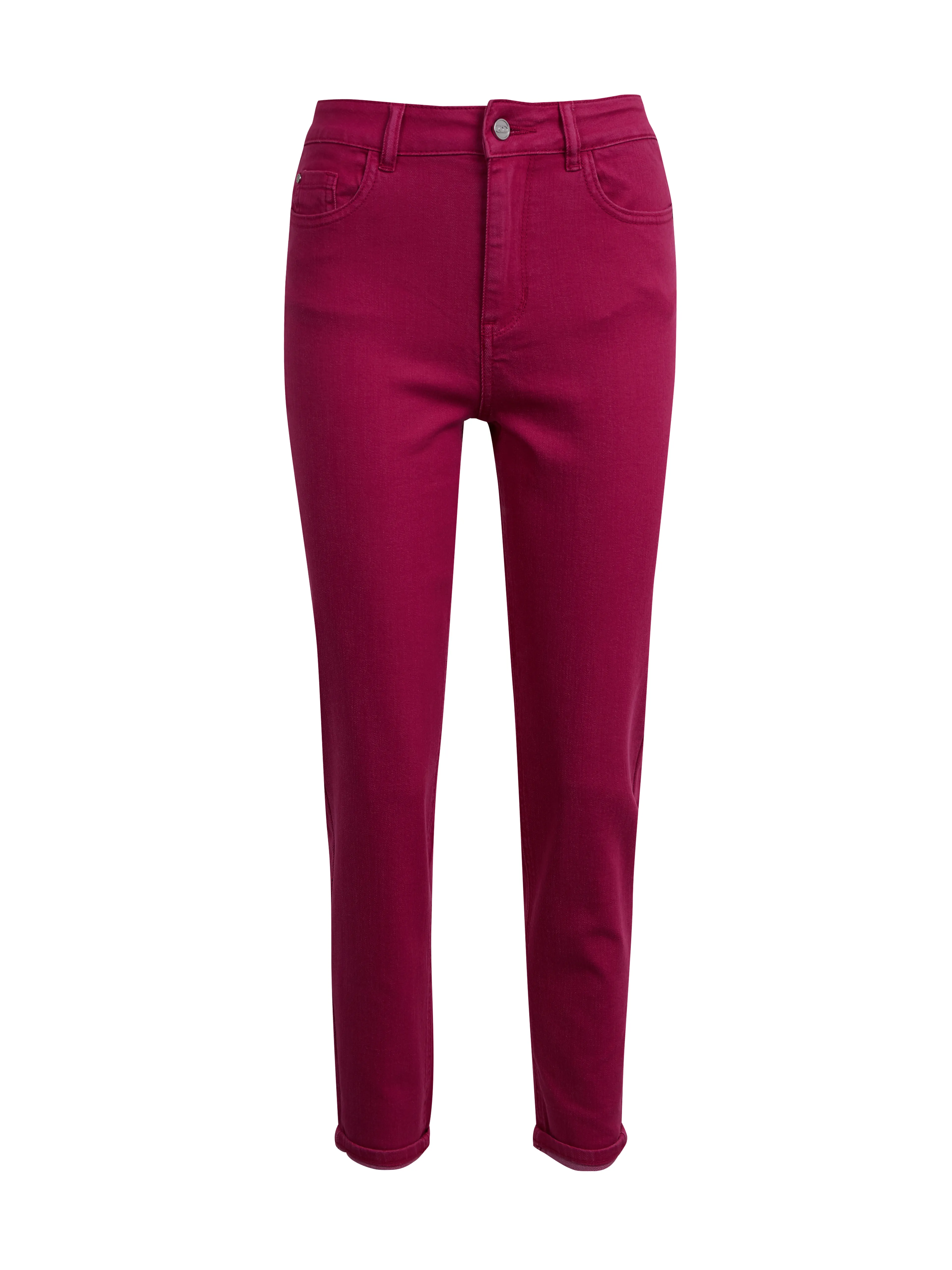 Dunkelrosa Cropped Mom Fit Damenjeans ORSAY