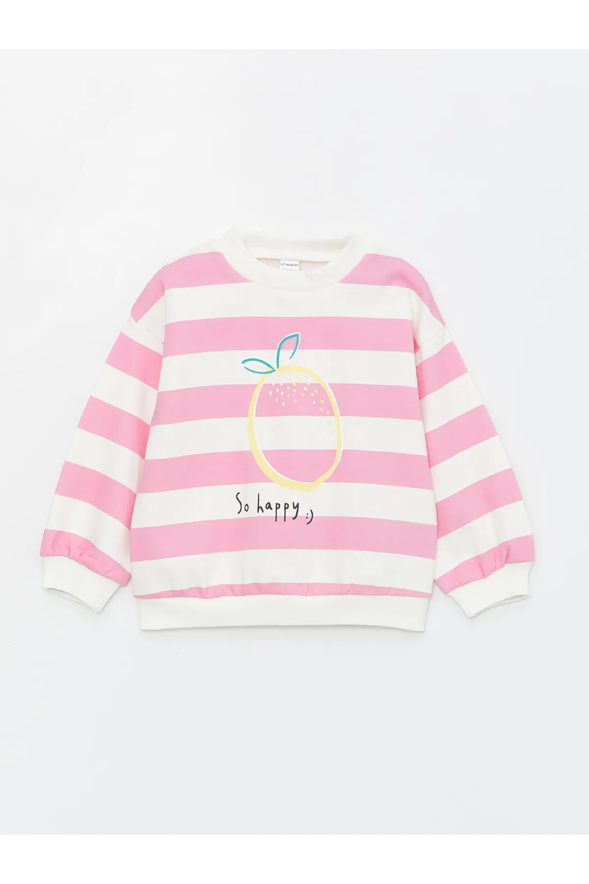 LC Waikiki  Gestreiftes Baby-Mädchen-Sweatshirt mit Rundhalsausschnitt