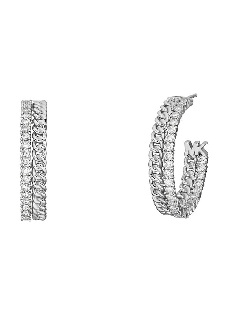 Michael Kors Premium hoop earrings with logo and stone MKJ8279CZ040
