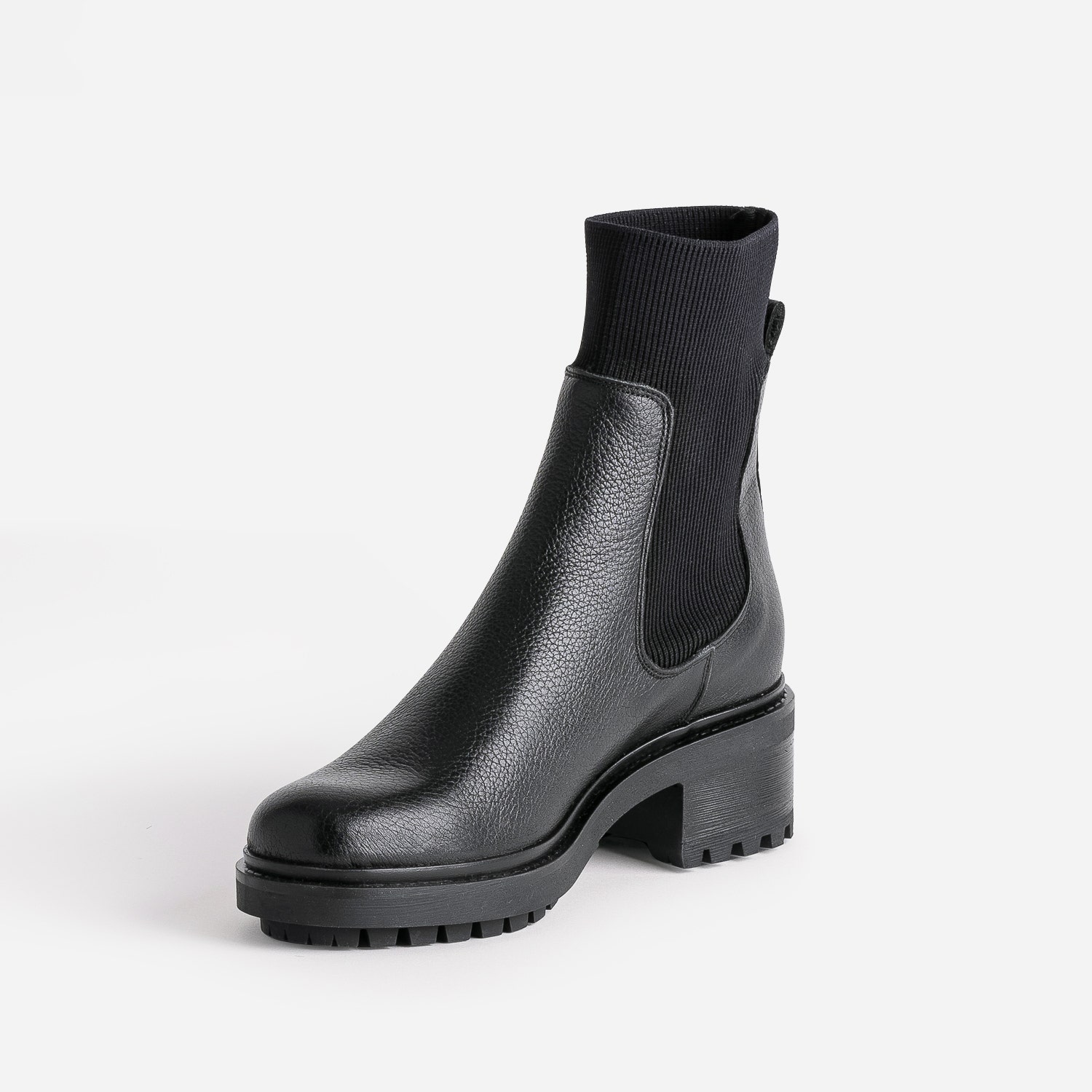 Boots chaussette noire éco-conçu en cuir