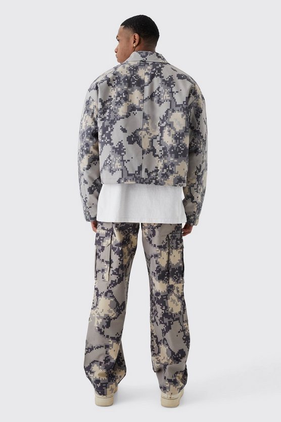 Kastige verpixelte Camouflage Harrington-Jacke