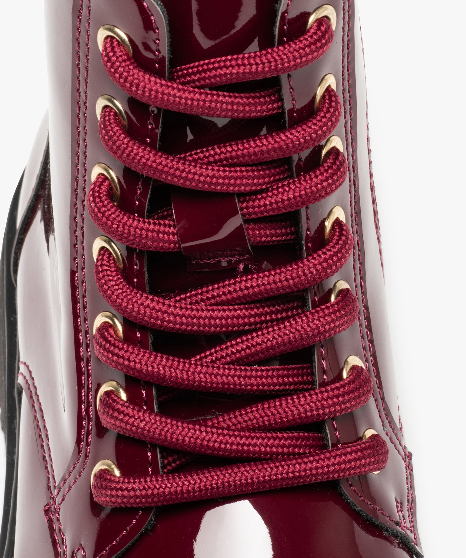 Boots fille vernies à lacets et zip style rangers rouge fonce | GEMO