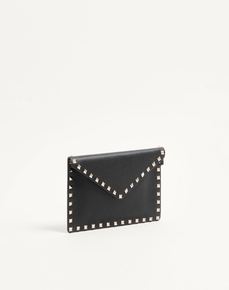 Rockstud-pung i granatfarvet kalveskind