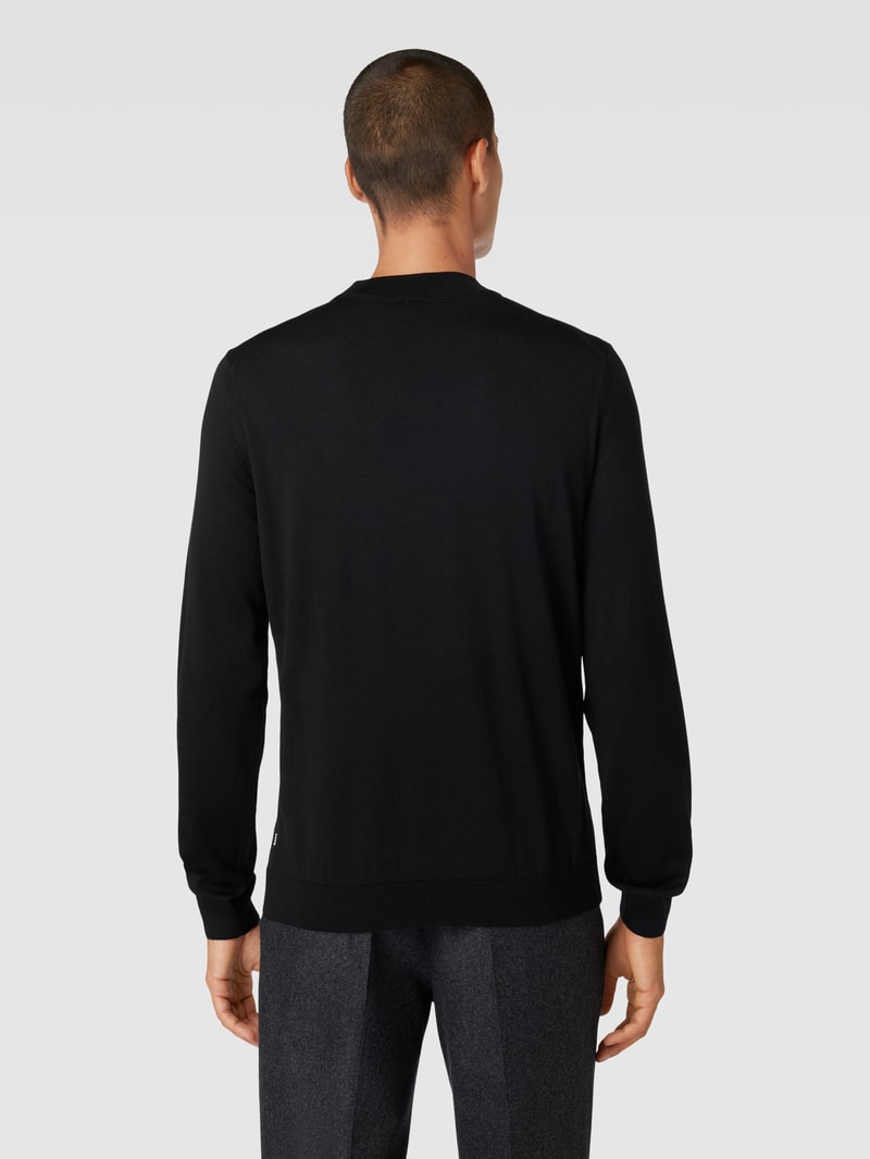 Strickpullover mit Rundhalsausschnitt Modell 'Bjarno' in schwarz