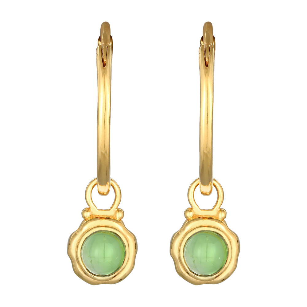 Elli PREMIUM Elli PREMIUM Boucles d'Oreilles Pendentif créole pour femme vert avec péridot en  Boucles d'oreilles