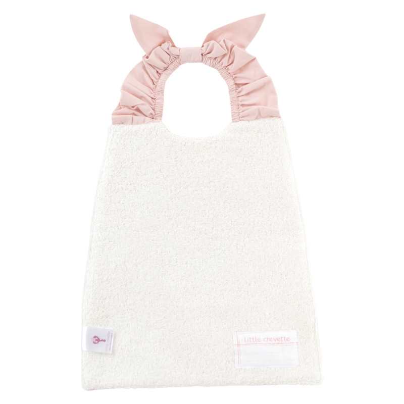 Serviette bavoir Ourson - pétale de rose