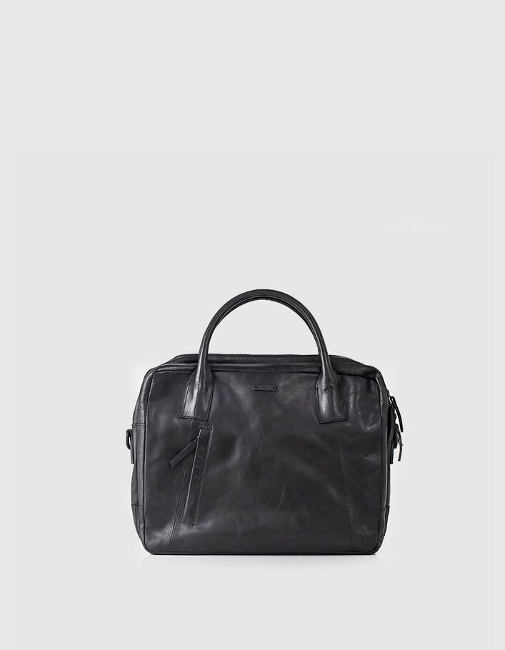 Sac noir en cuir homme