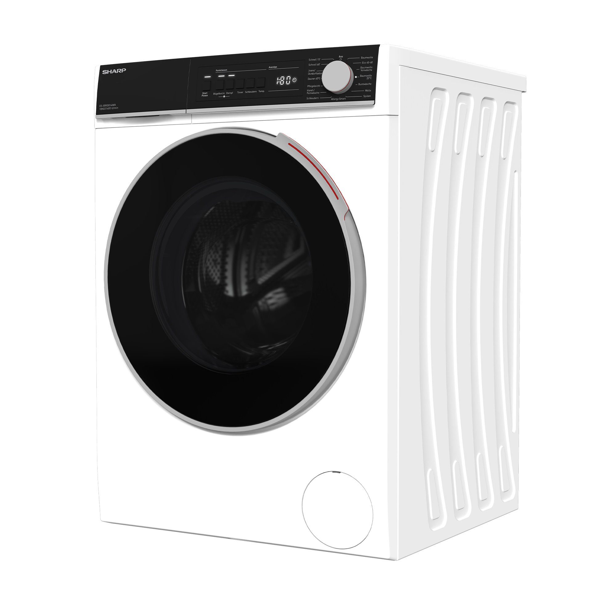Sharp Waschmaschine ES-BRO014WA-DE, 10,00 kg, 1400 U/min, Aquastop, Dampffunktion, Kindersicherung, Advanced Inverter Motor