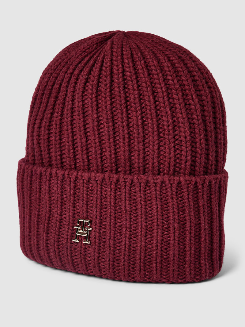 Beanie mit Label-Applikation Modell 'LIMITLESS' in bordeaux rot