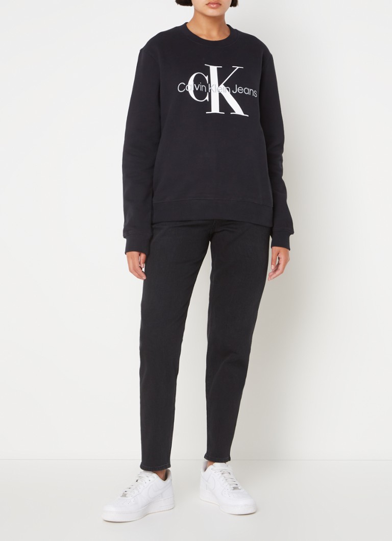 Maglione in cotone con stampa logo Calvin Klein