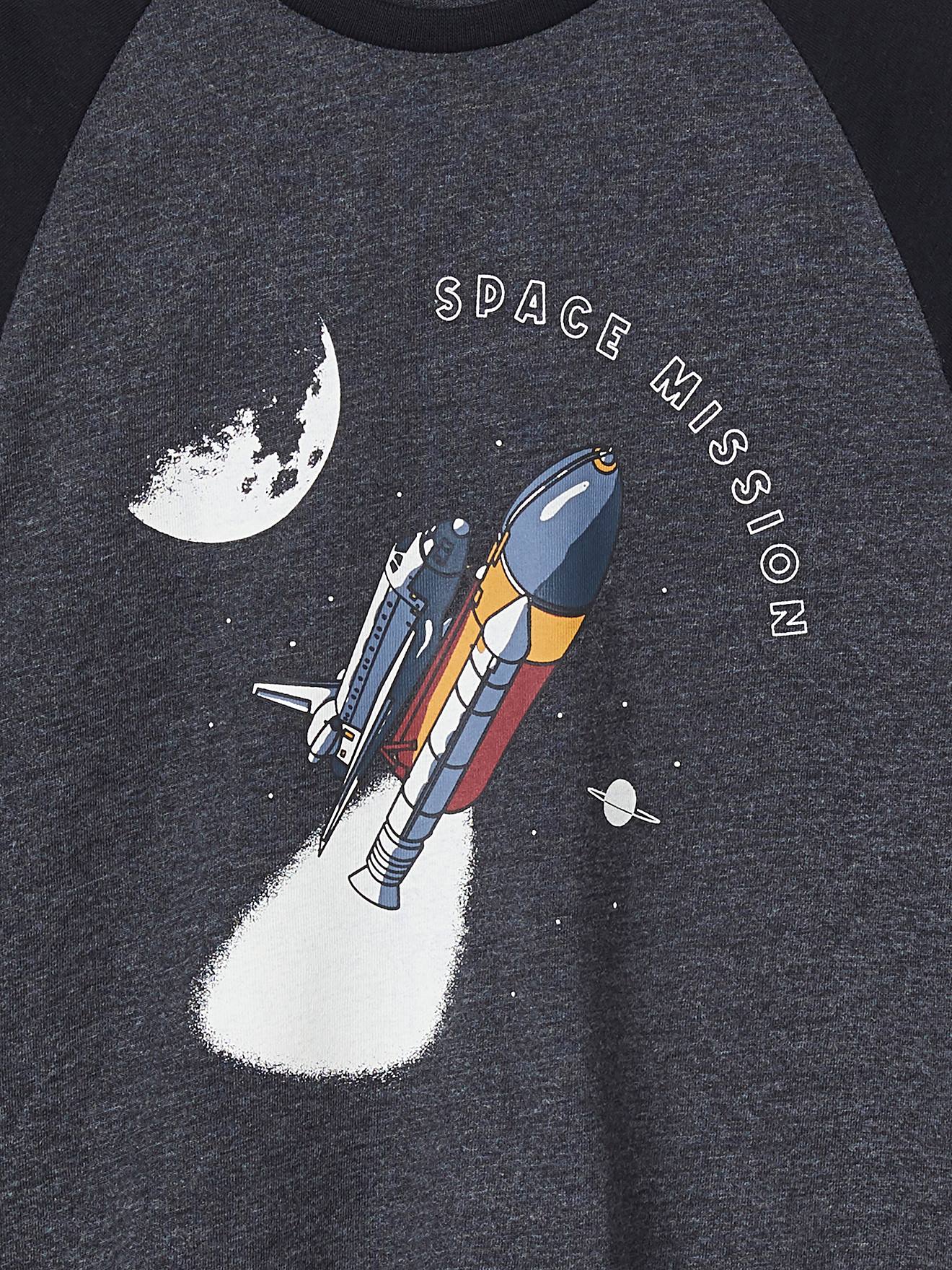 T-shirt motif graphique garçon manches raglan gris chiné