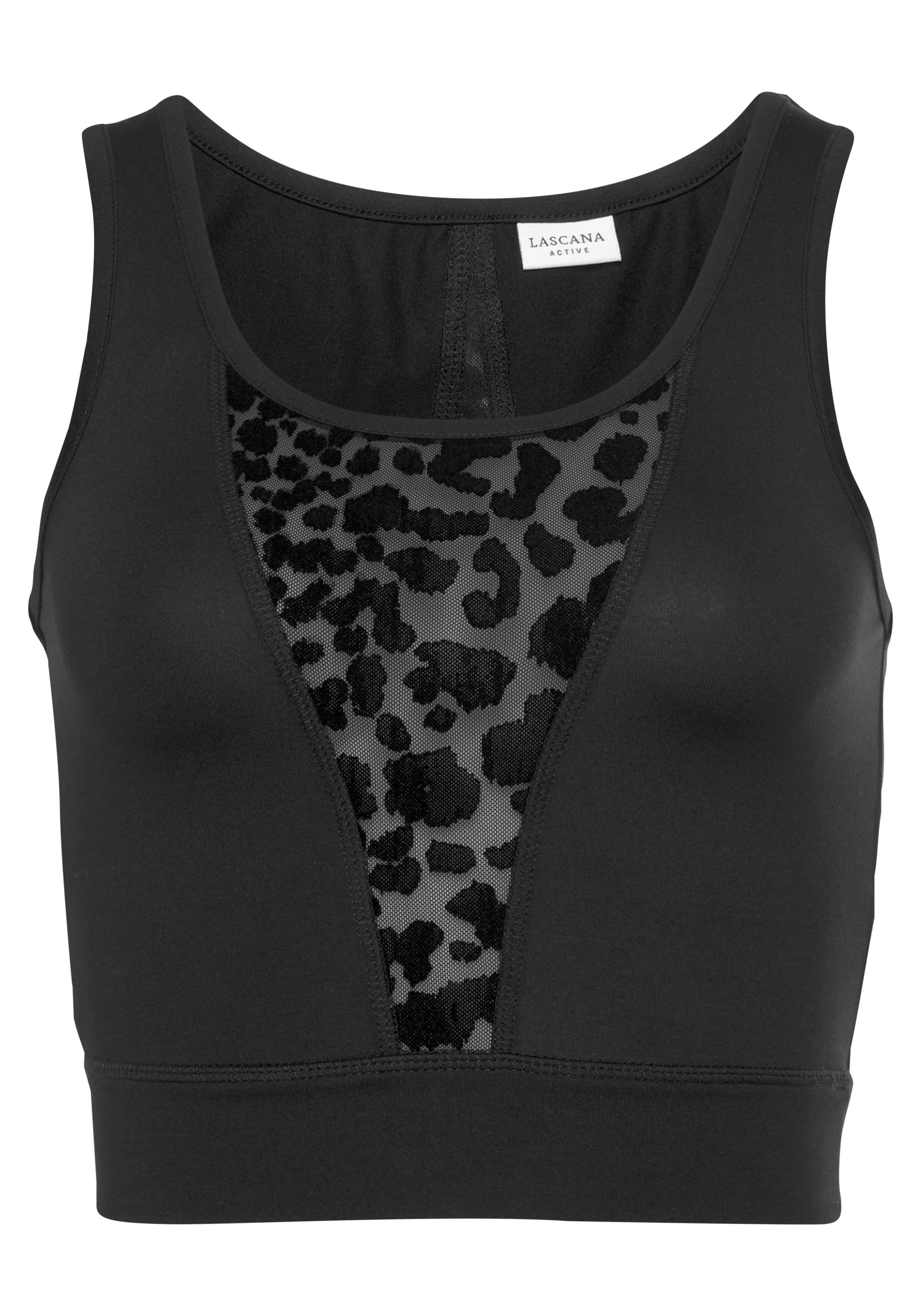 LASCANA ACTIVE Funktionsshirt mit Mesh-Einsatz und Leo Muster