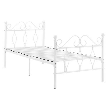 en.casa Metallbett, Apolda Gästebett mit Stahlramen 90x200 cm Weiß