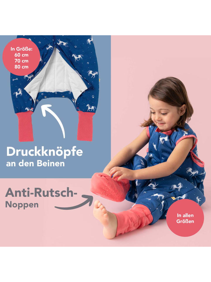 Schlummersack Schlafsack mit Füßen und umklappbaren Bündchen 3.5 TOG in Blau günstig kaufen