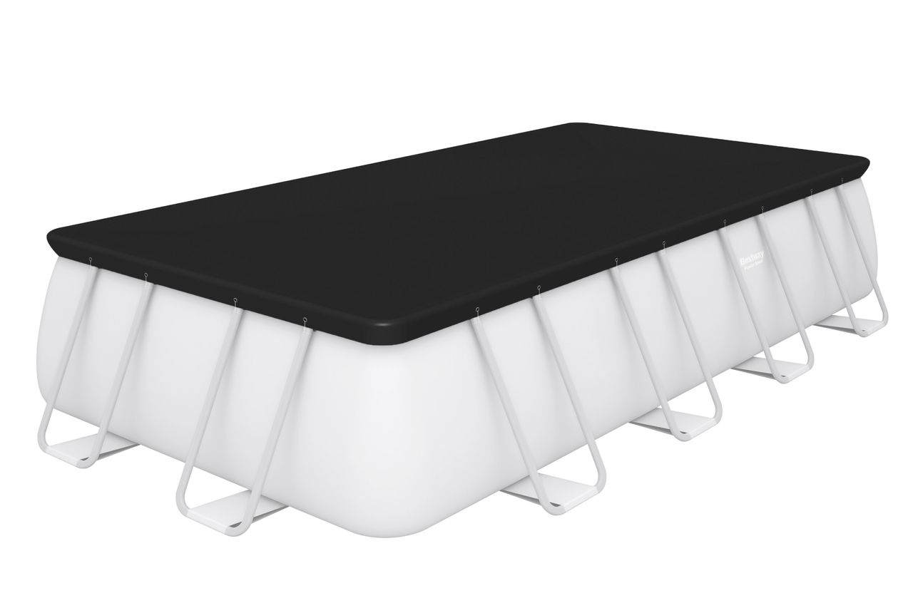 Bestway Power Steel™ Frame Pool Komplett-Set mit Sandfilteranlage, lichtgrau, 549 x 274 x 122 cm eckig