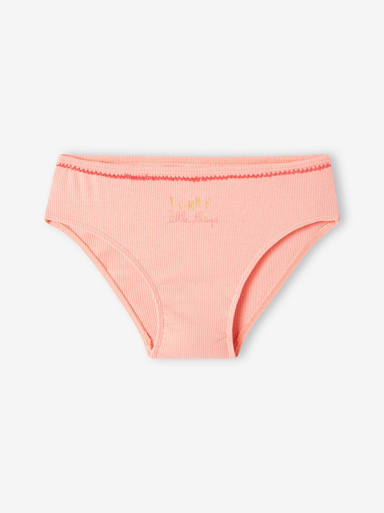 Vertbaudet 5er-Pack Mädchen Slips, Ripp - rosa nude