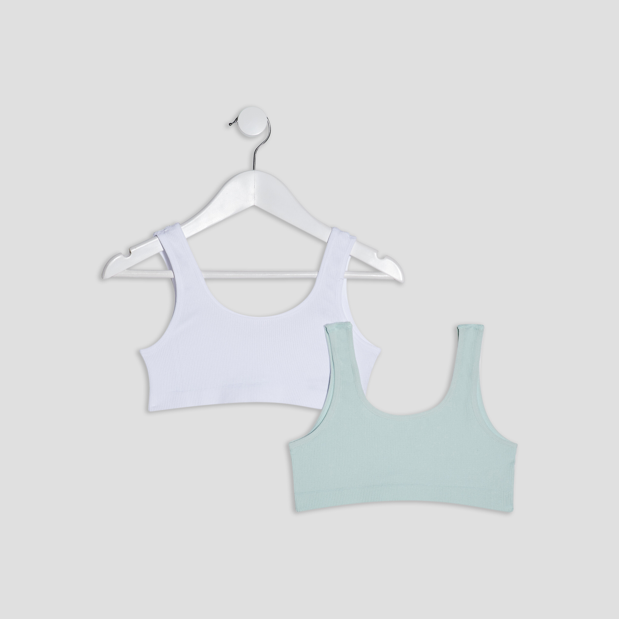 Lot 2 brassières bretelles larges blanc fille | La Halle