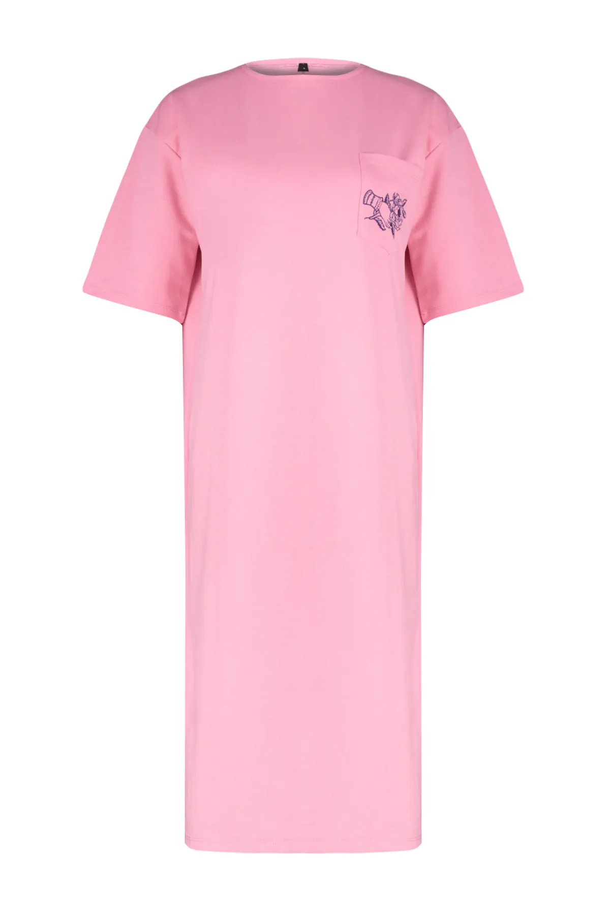 Trendyol Collection  Rosa besticktes, entspannt/bequem geschnittenes Rundhals-Midi-Strickkleid TWOSS21EL0175