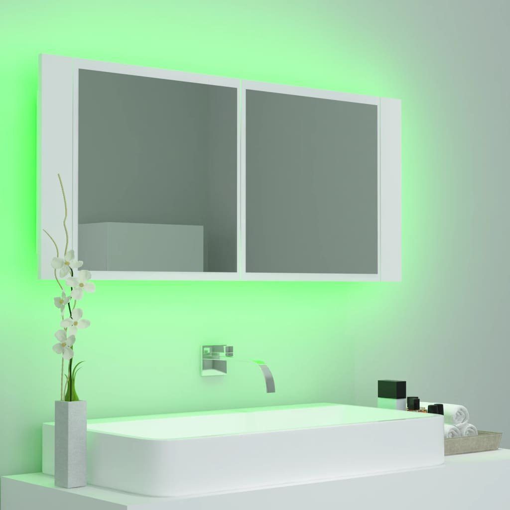 vidaXL Badezimmerspiegelschrank LED-Bad-Spiegelschrank Weiß 100x12x45 cm Acryl (1-St)
