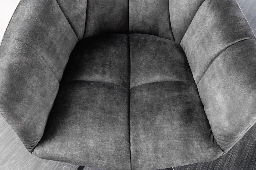 riess-ambiente Polsterstuhl PAPILLON grau / schwarz (Einzelartikel, 1 St), Esszimmer · Samt · Metall · Armlehne · 180° drehbar · Modern Design